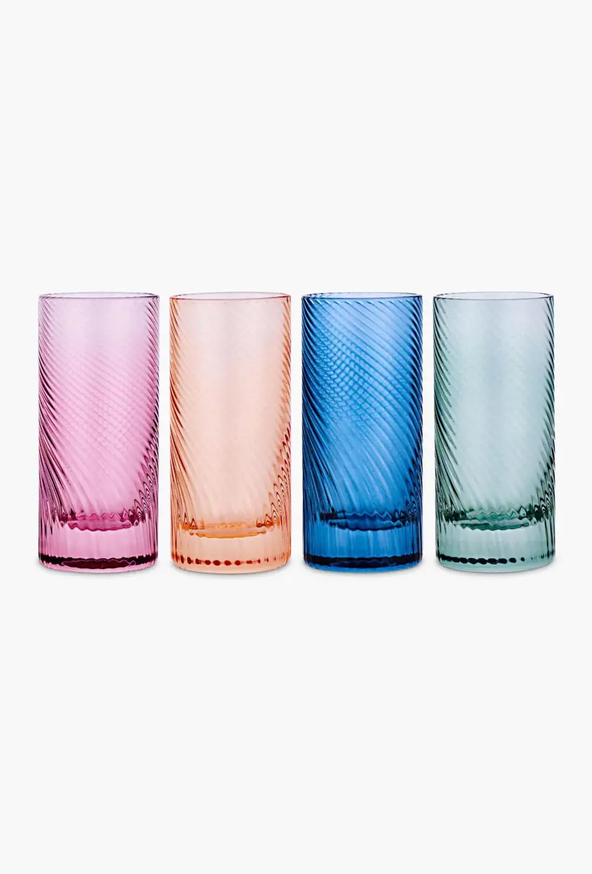 Twist Shot Glasses Set of 4 Pink/Peach/Green/Blue