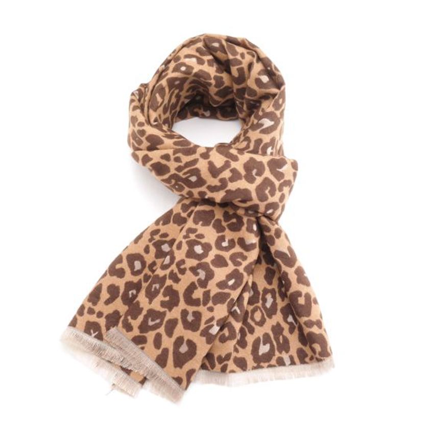 Leopard Prints Scarf Brown