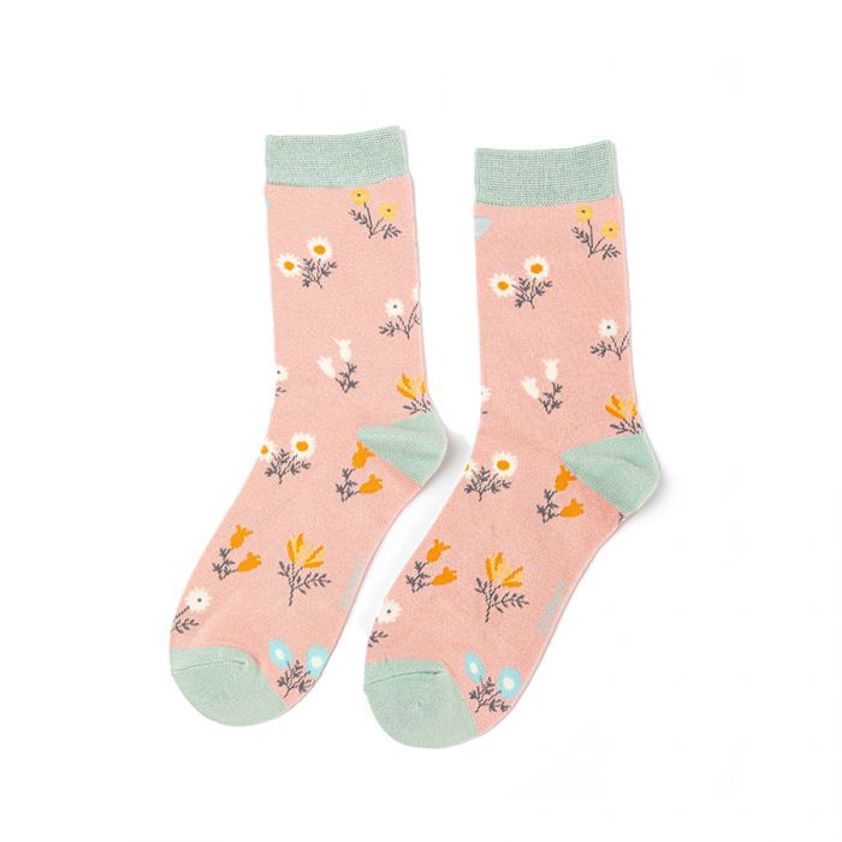 Dainty Floral Socks Dusky Pink