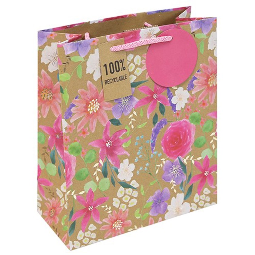 Kraft Floral Medium Bag