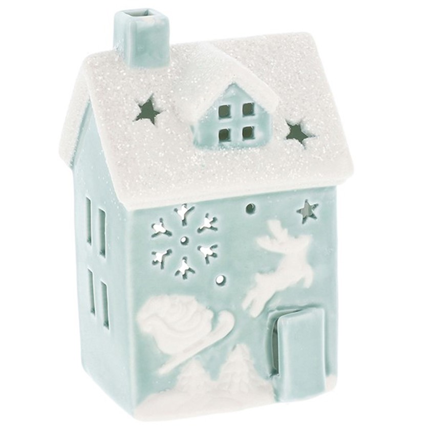 Festive Sage Sleigh Tealight House