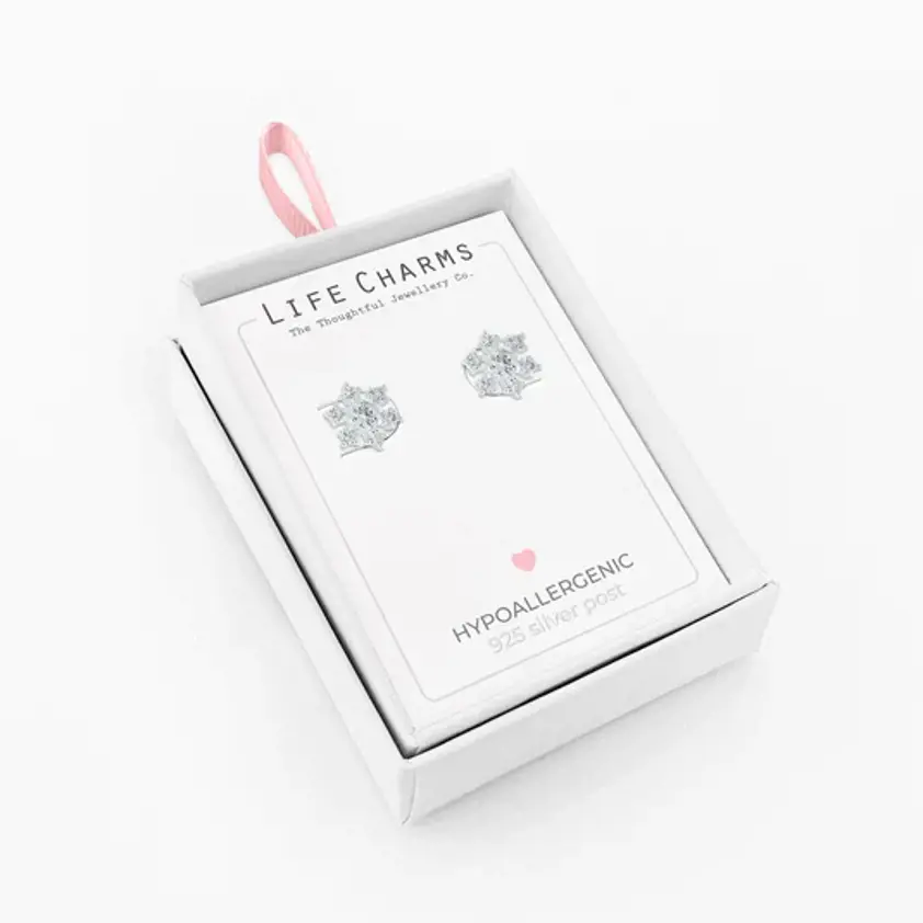 Small Cz Snowflake Hypoallergenic Studs