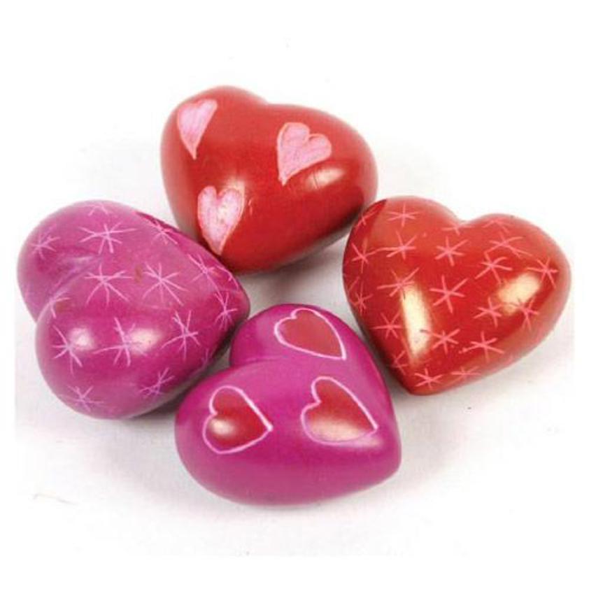 Painted Kissii Soapstone hearts 2cm