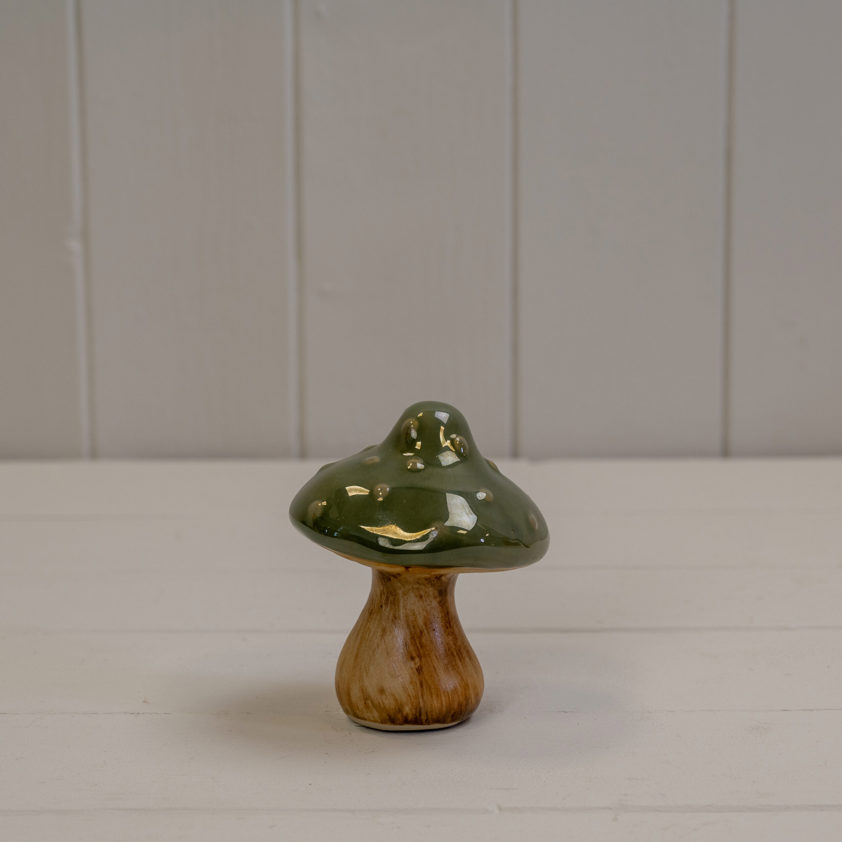 Dark Green Ceramic Mushroom Decoration (9.8cm)