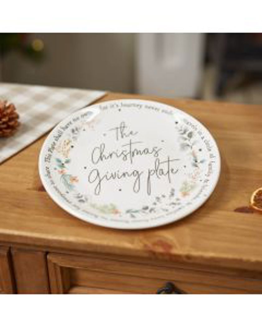 Christmas Giving Plate Ceramic With Seasonal Foliage