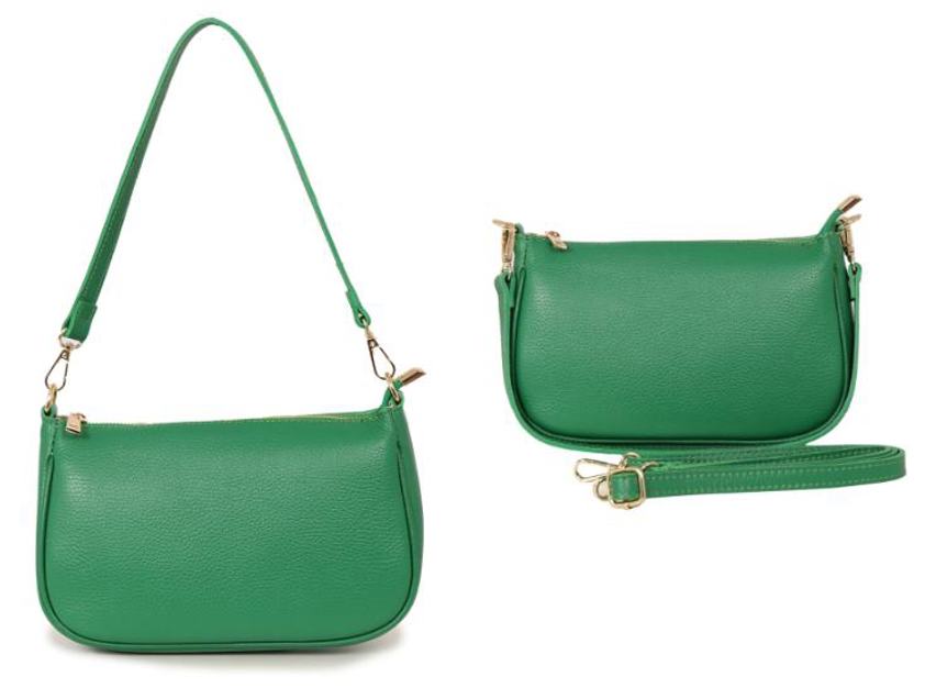 Green Italian Leather Baguette Bag