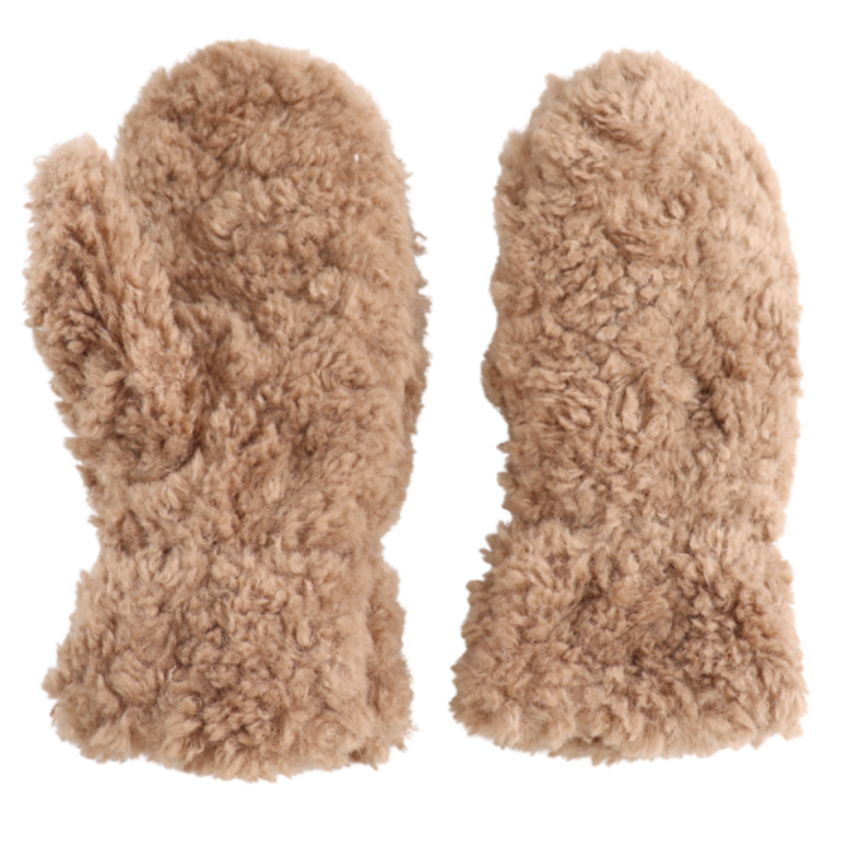 Camel Teddy Mittens Almond