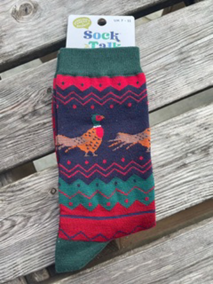 Burgundy Pheasant Fair Isle Men's Bamboo Socks