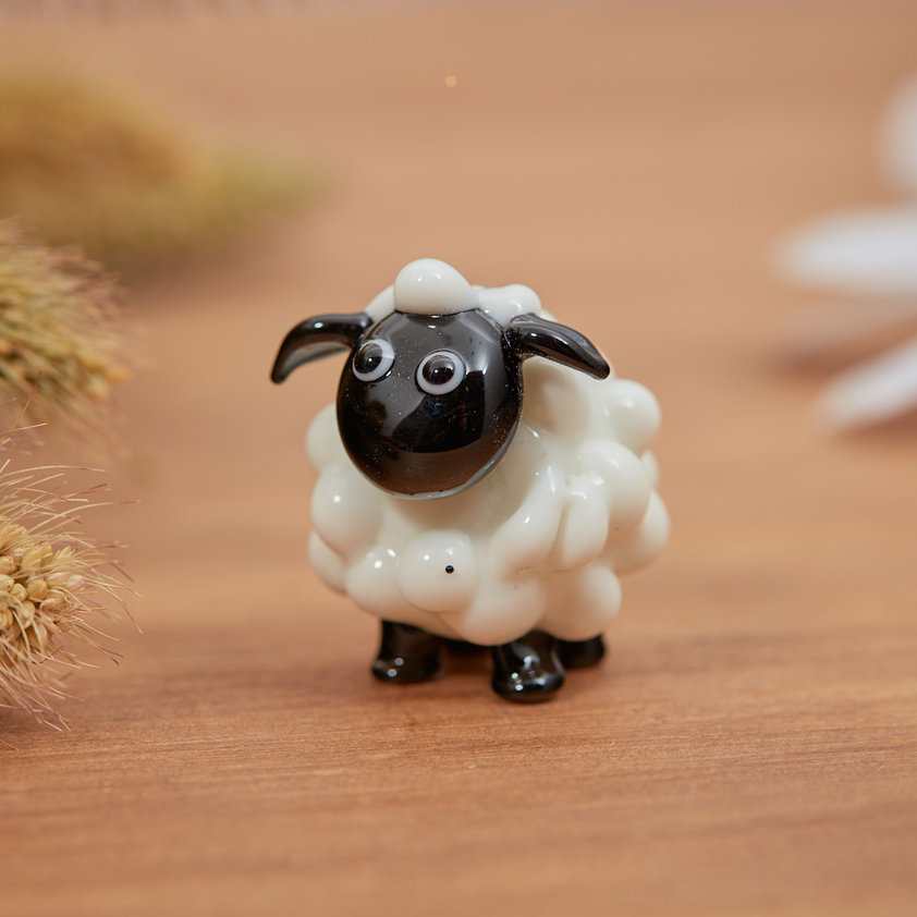 Glass Bobbly Sheep White With Black Face