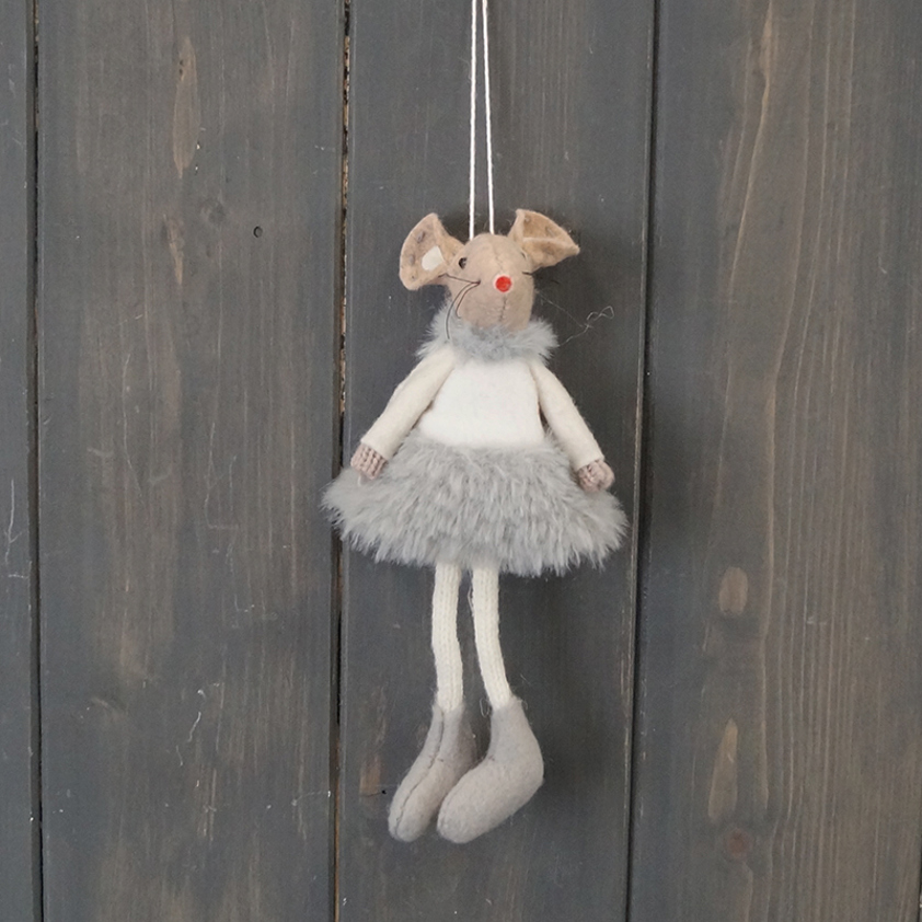 Grey Hanging Mouse with Skirt