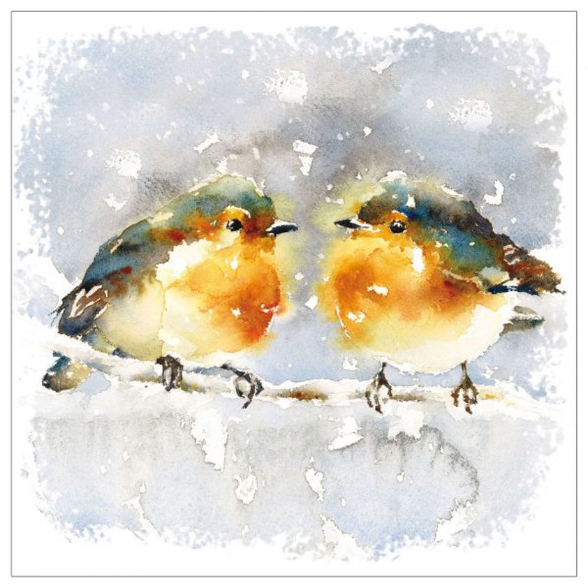 Two Robins Christmas Cards (Pack of 10)