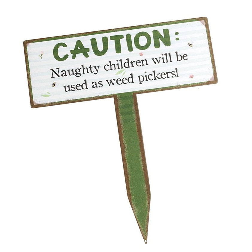 Metal Caution Garden Stake Sign
