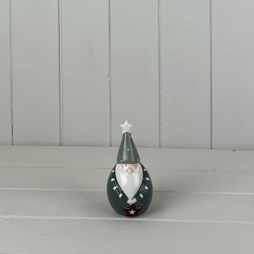 Dark Green/White Ceramic Gonk Decoration (12cm)