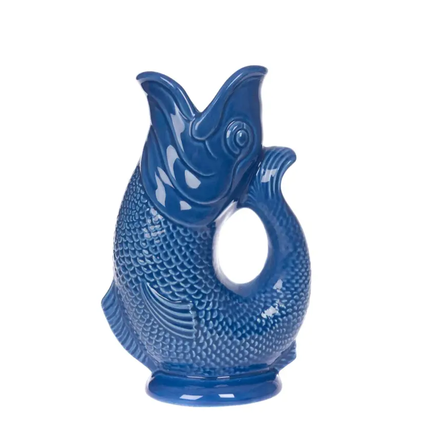 Azure Blue Gluggle Jug / Fish Vase