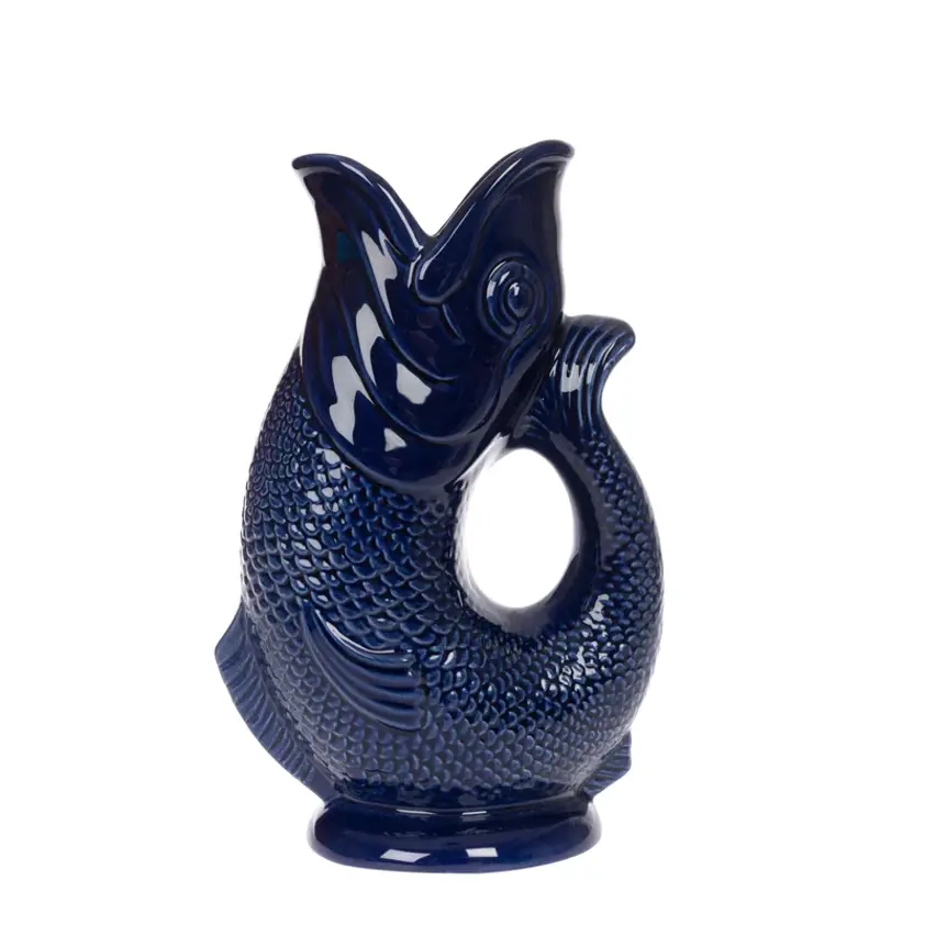 Cobalt Blue Gluggle Jug / Fish Vase