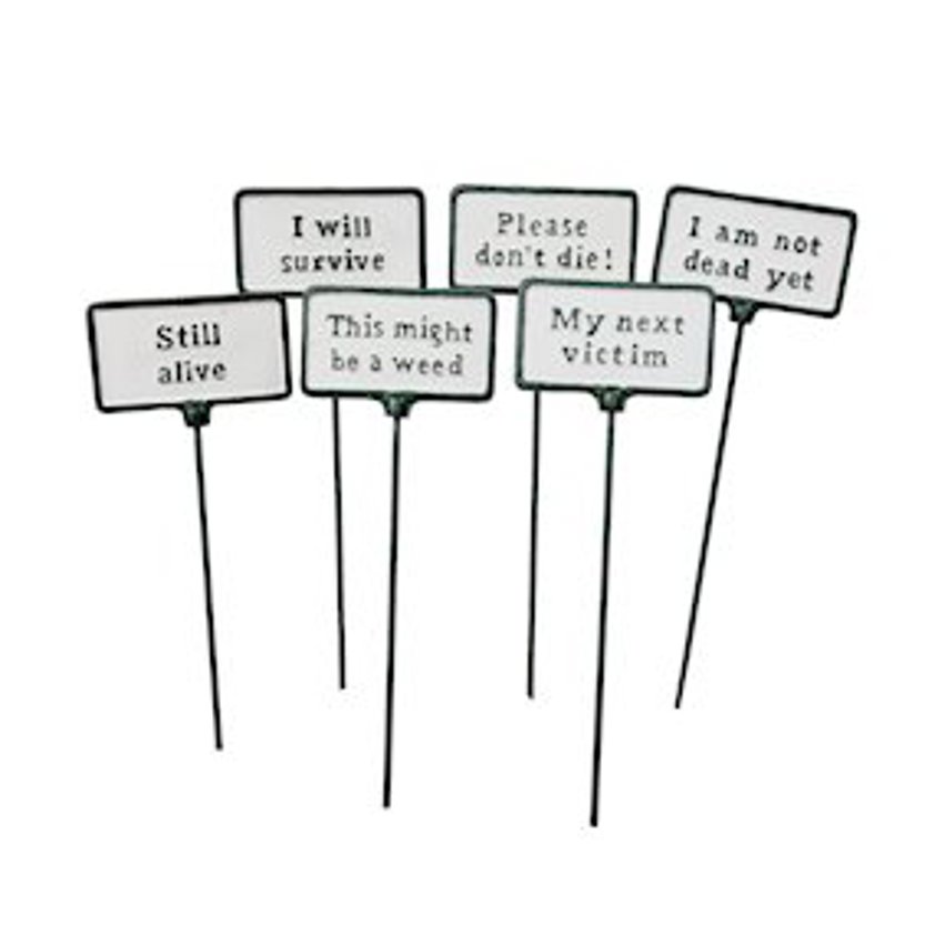 Iron Plant Stake Comic Sign