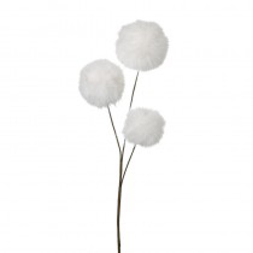 White Fur Pom Pom Branch