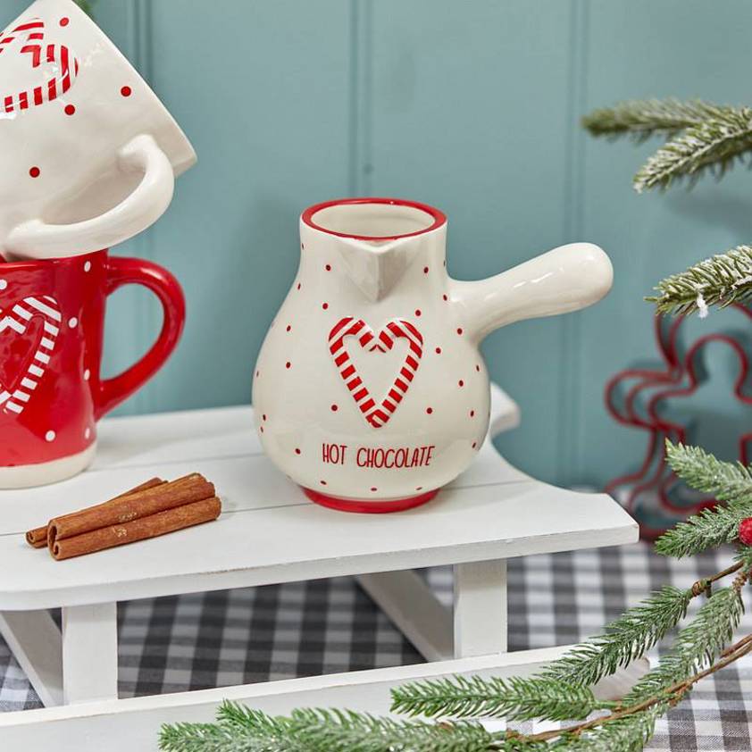 Candy Cane Hot Chocolate Pot Pourer Ceramic