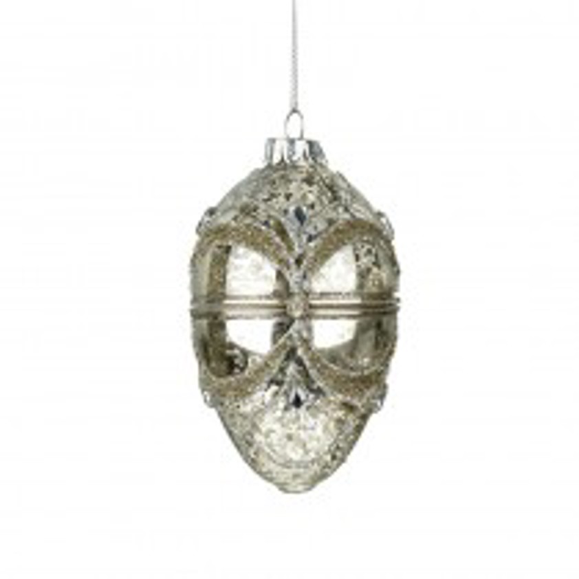 Silver Glass Decorated Casket Bauble