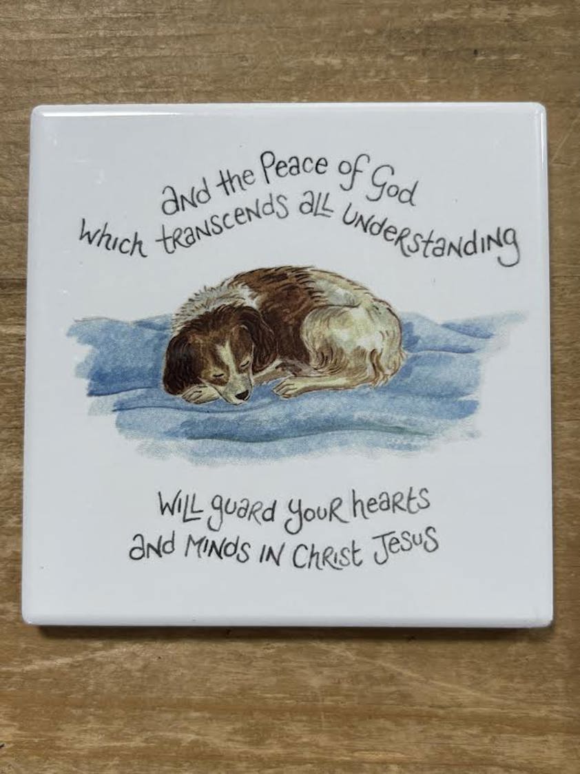 And the peace of God Hannah Dunnett Dogs + Cats Coasters