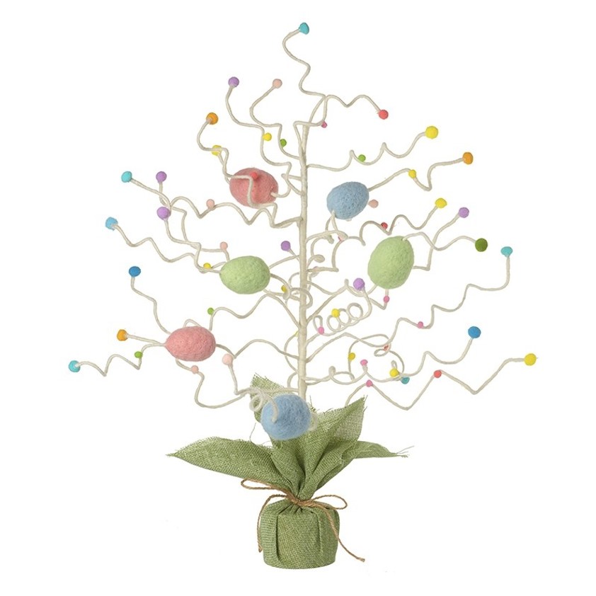 Felt Wire Coloured Eggs Tree