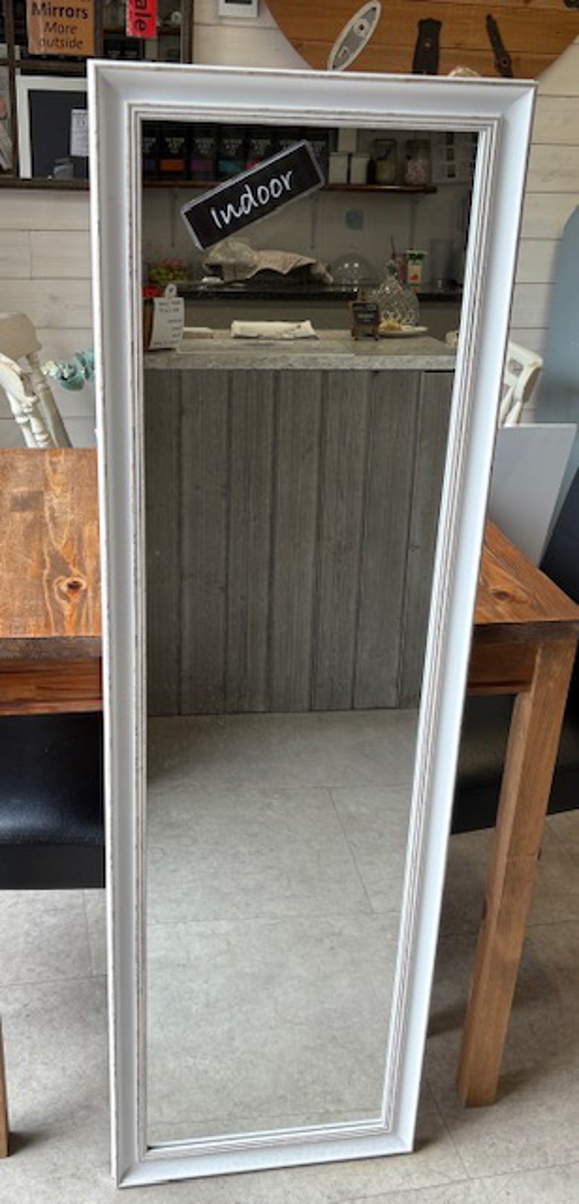 White White Wooden Effect Long Mirror