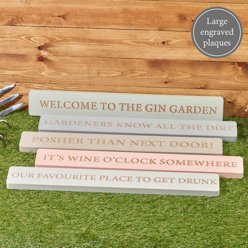 Garden Humour Sign Chunky Engraved Wood