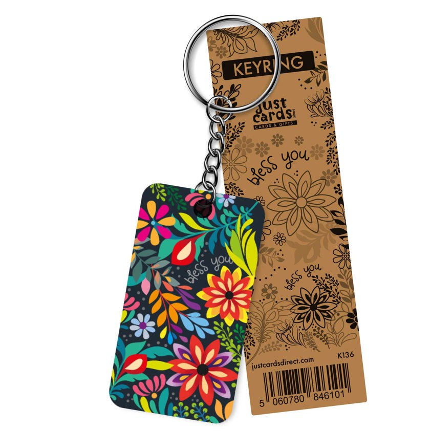 Bless you flowers keyring