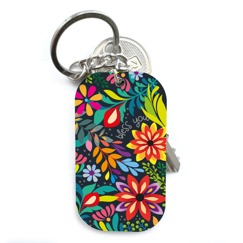 Bless you flowers keyring