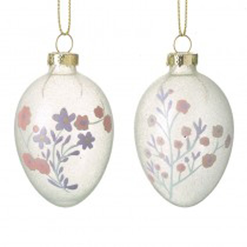 Hanging Floral Pattern Glass Egg