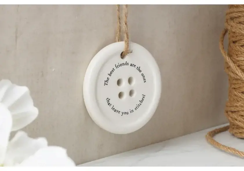 Best friends are the ones Send With Love 8 Asst. Mini Button Hangers In Dish