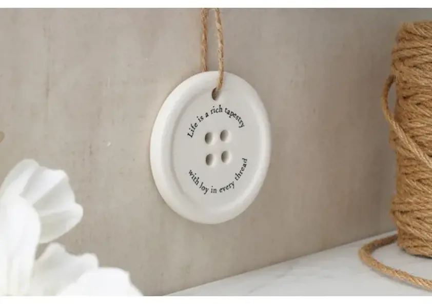 Life is a tapestry Send With Love 8 Asst. Mini Button Hangers In Dish