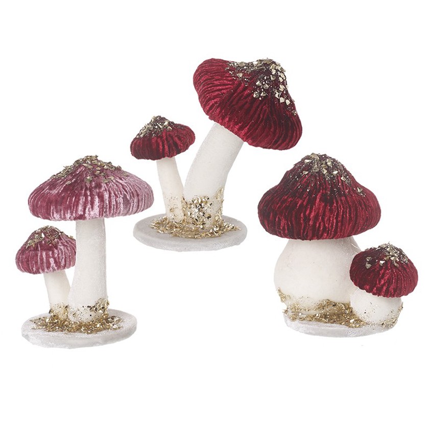 Dark Red & Pink Velvet Mushrooms