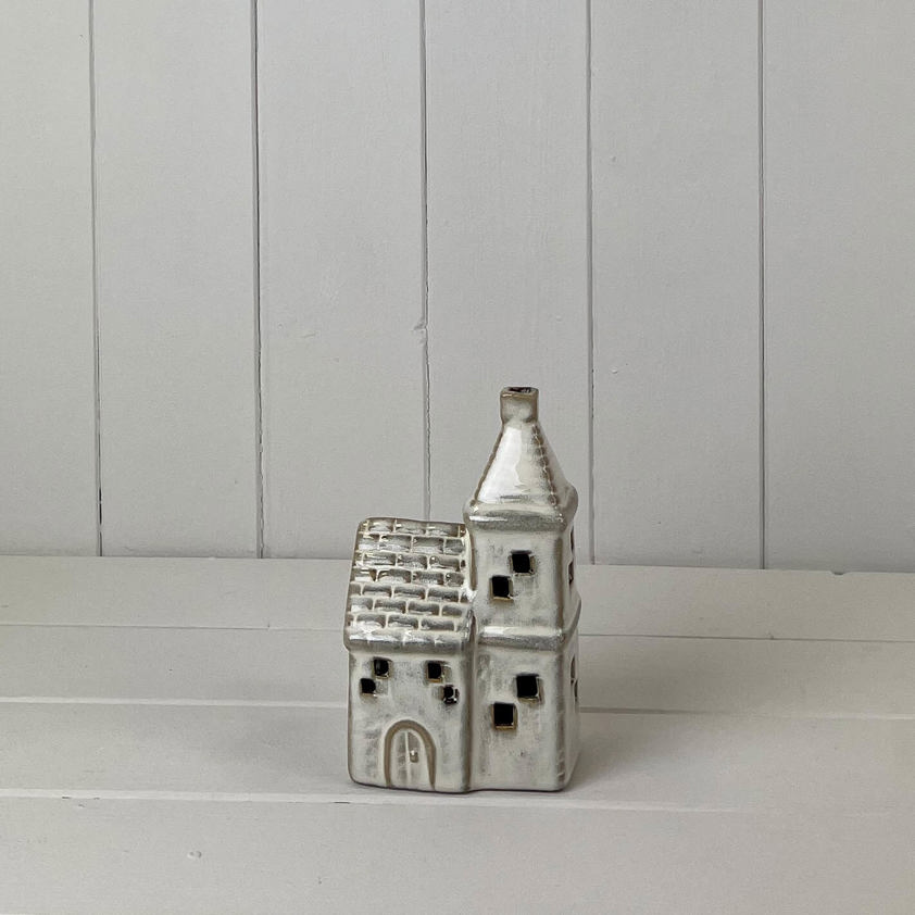 Beige Mottle Ceramic Church Decoration with LED (15cm)