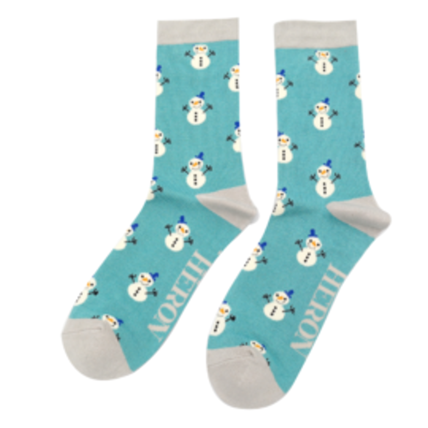 Men's Little Snowmen Socks Teal