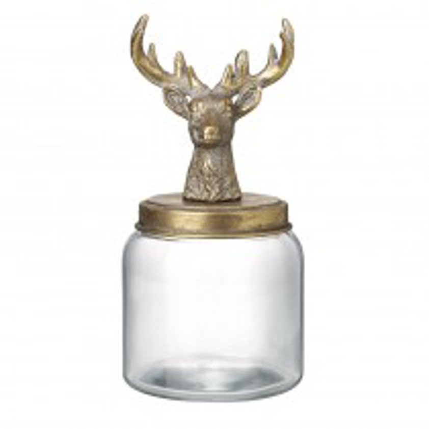 Small Deer Top Glass Jar