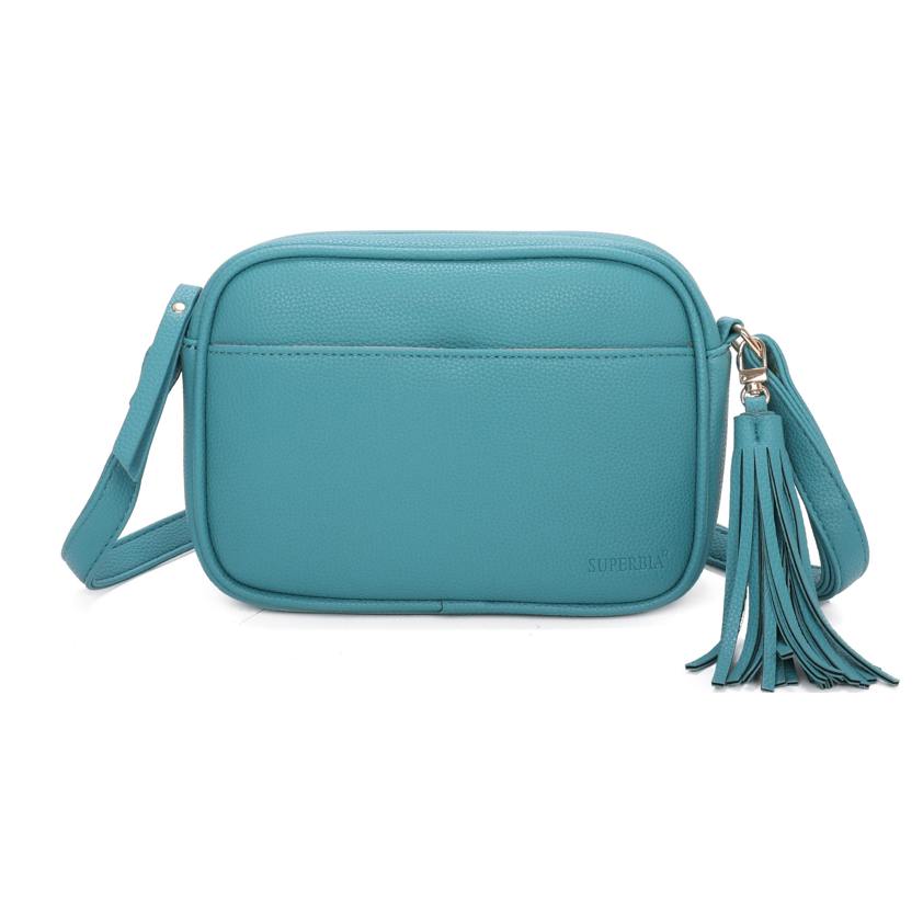 Turquoise Faux Leather Camera Bag