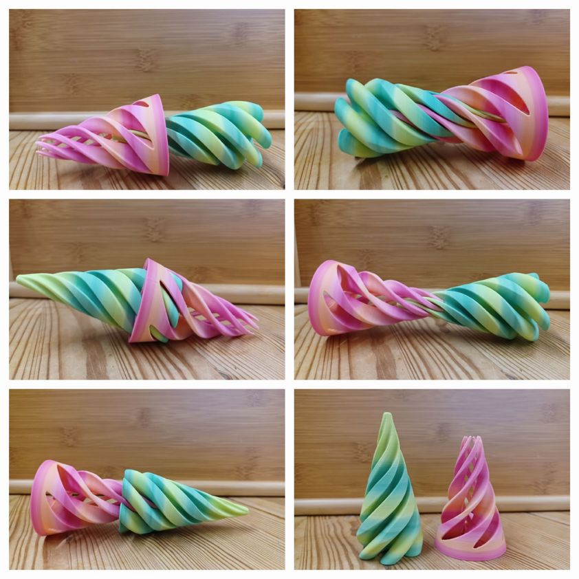 Two-Tone 3D Printed Fidgit Cone - Assorted colours