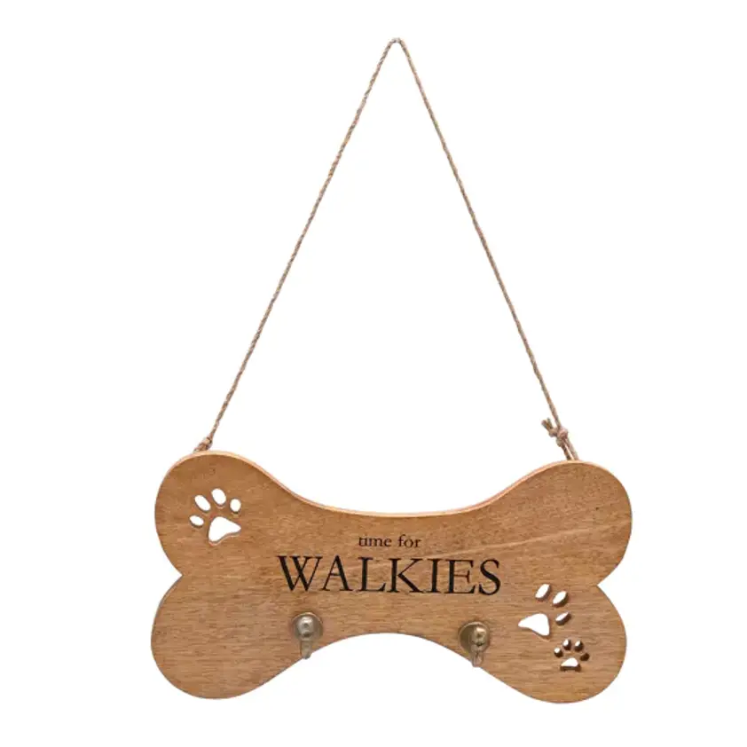 Best of Breed Paw Prints Mango Wood Dog Lead Holder