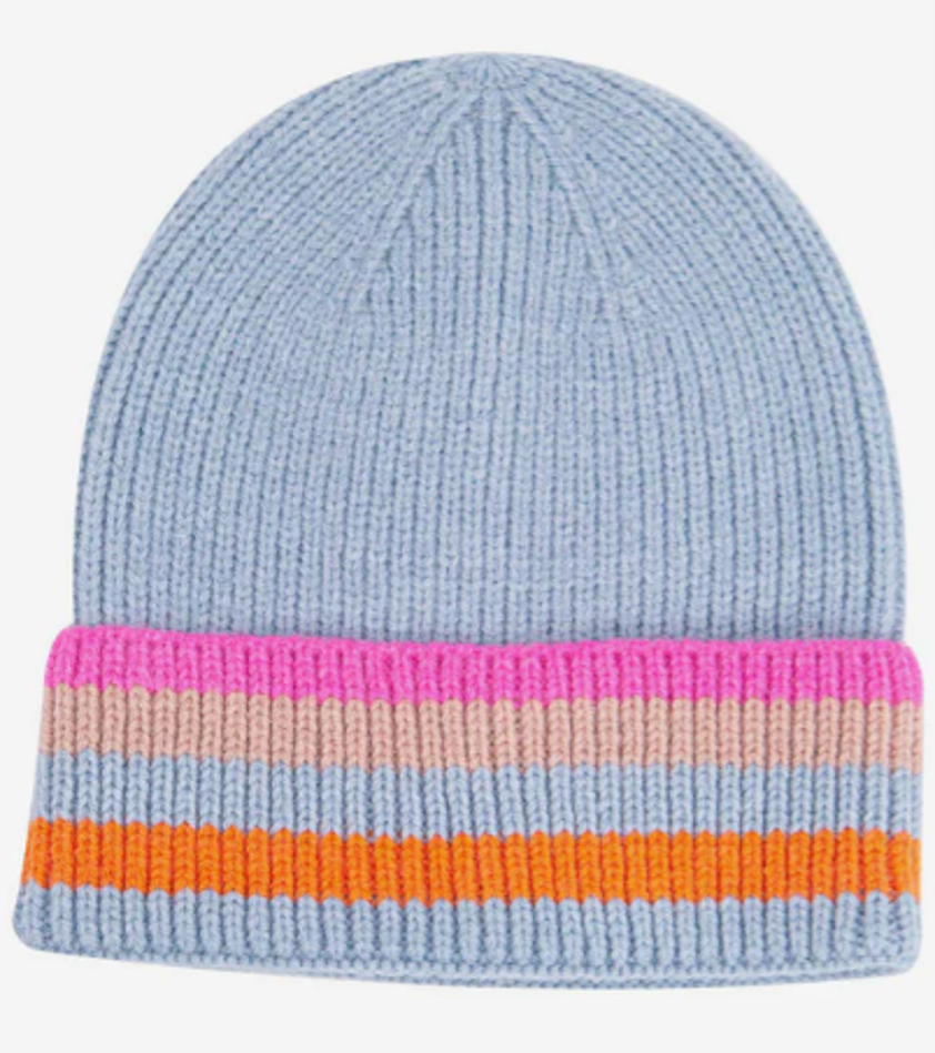Delta Light Blue Rainbow Stripe Beanie Hat