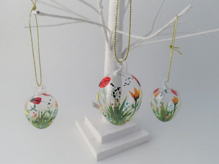 Glass Hanging Mini Egg- Ladybird