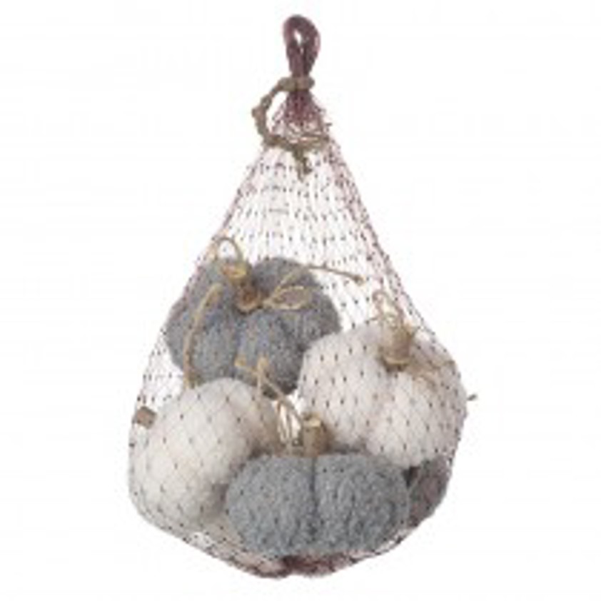 Bag Of 6 White And Grey Pumpkins