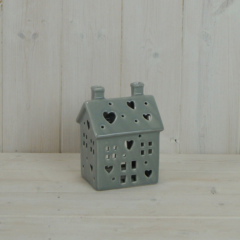 Small Grey Light Up Ceramic House