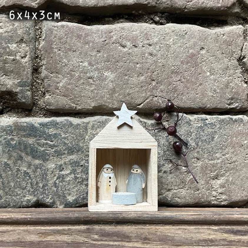 Tiny Nativity set in stable