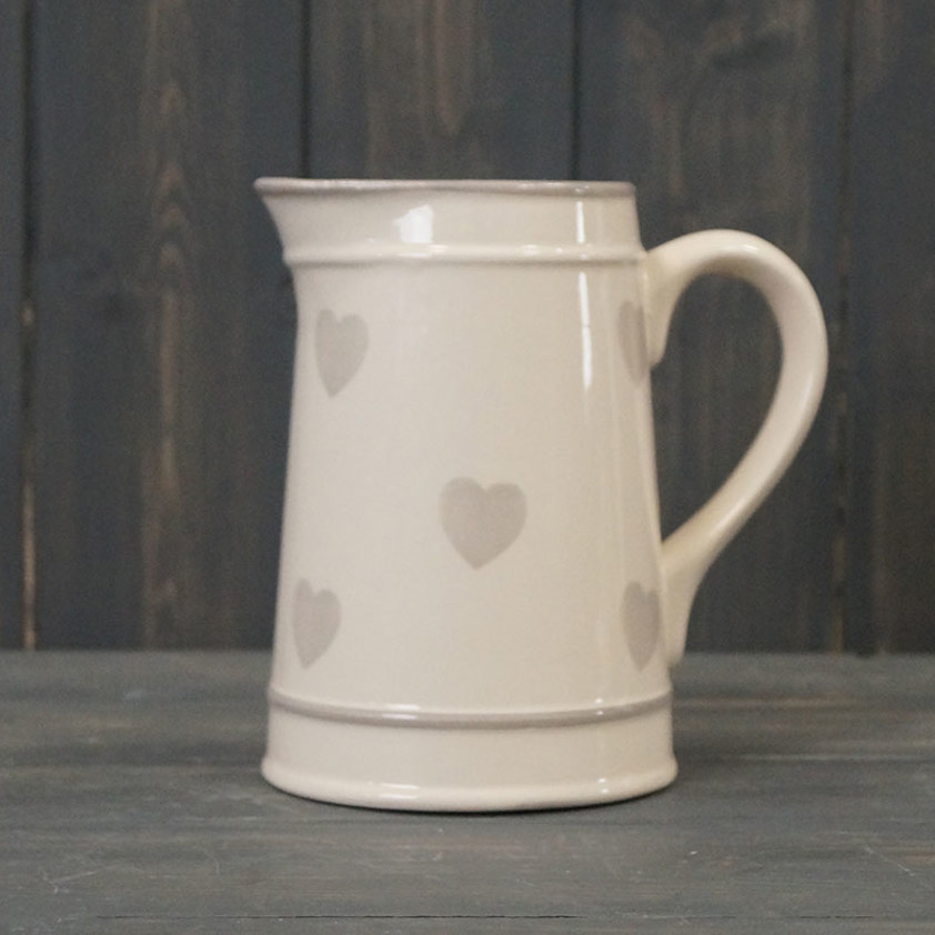 Cream Ceramic Jug w faded Heart detail
