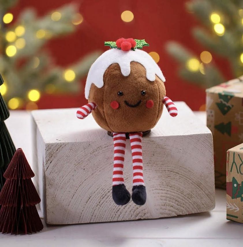 Jingle And Joy Fabric Christmas Pudding Shelf Sitter