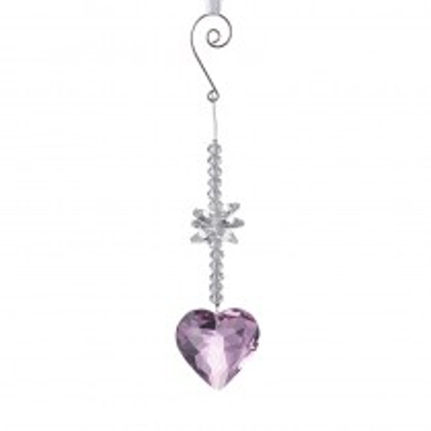 Pink Heart Hanging Faceted Decoration