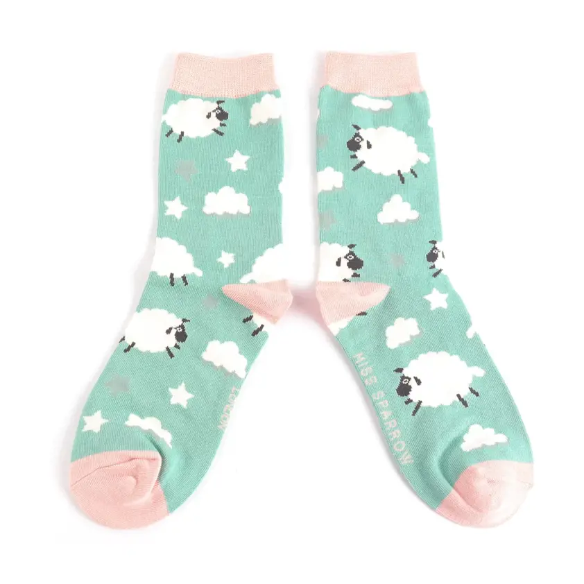 Sleepy Sheep Socks Duck Egg
