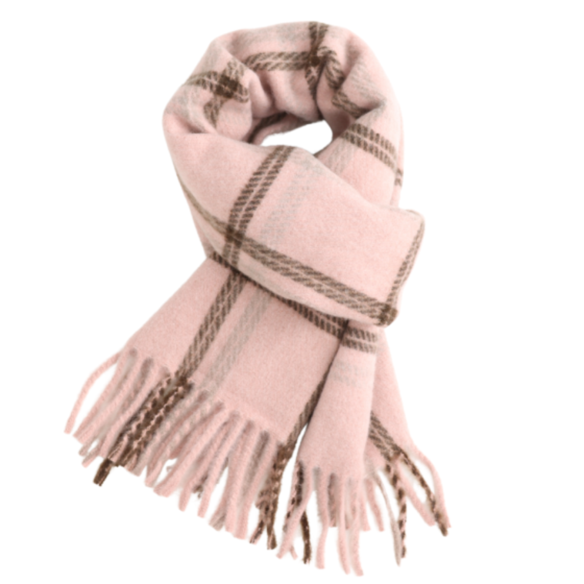 Wool Checks Scarf Pink