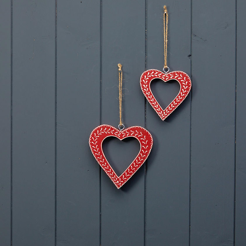 Handpainted Hanging Red Heart (10.5cm)